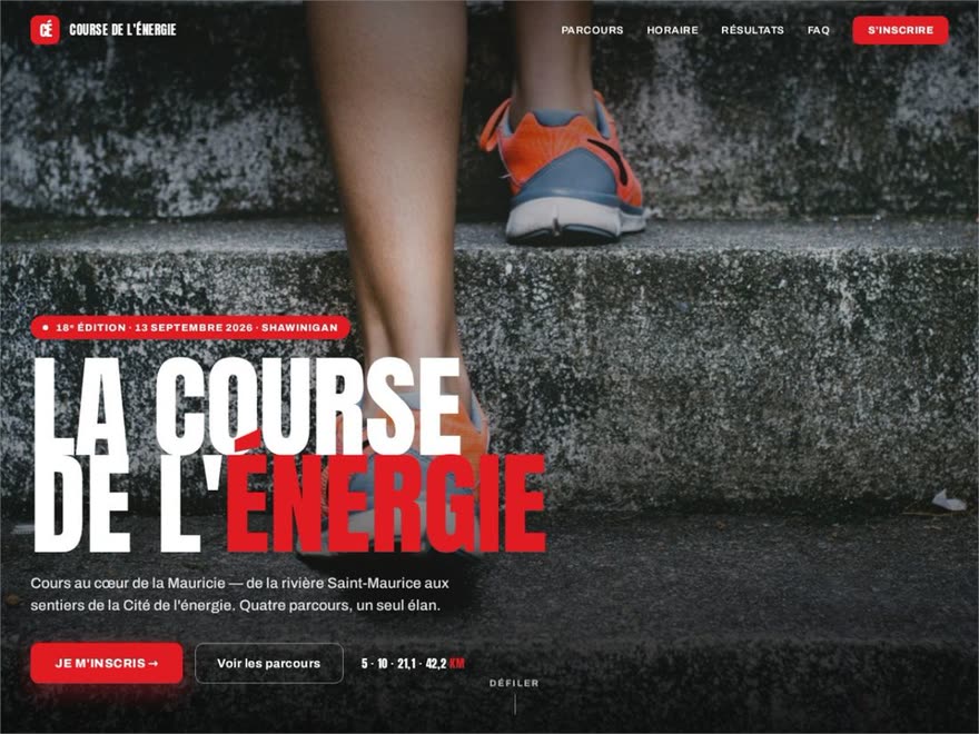 Page d'accueil du site de La Course de l'Énergie